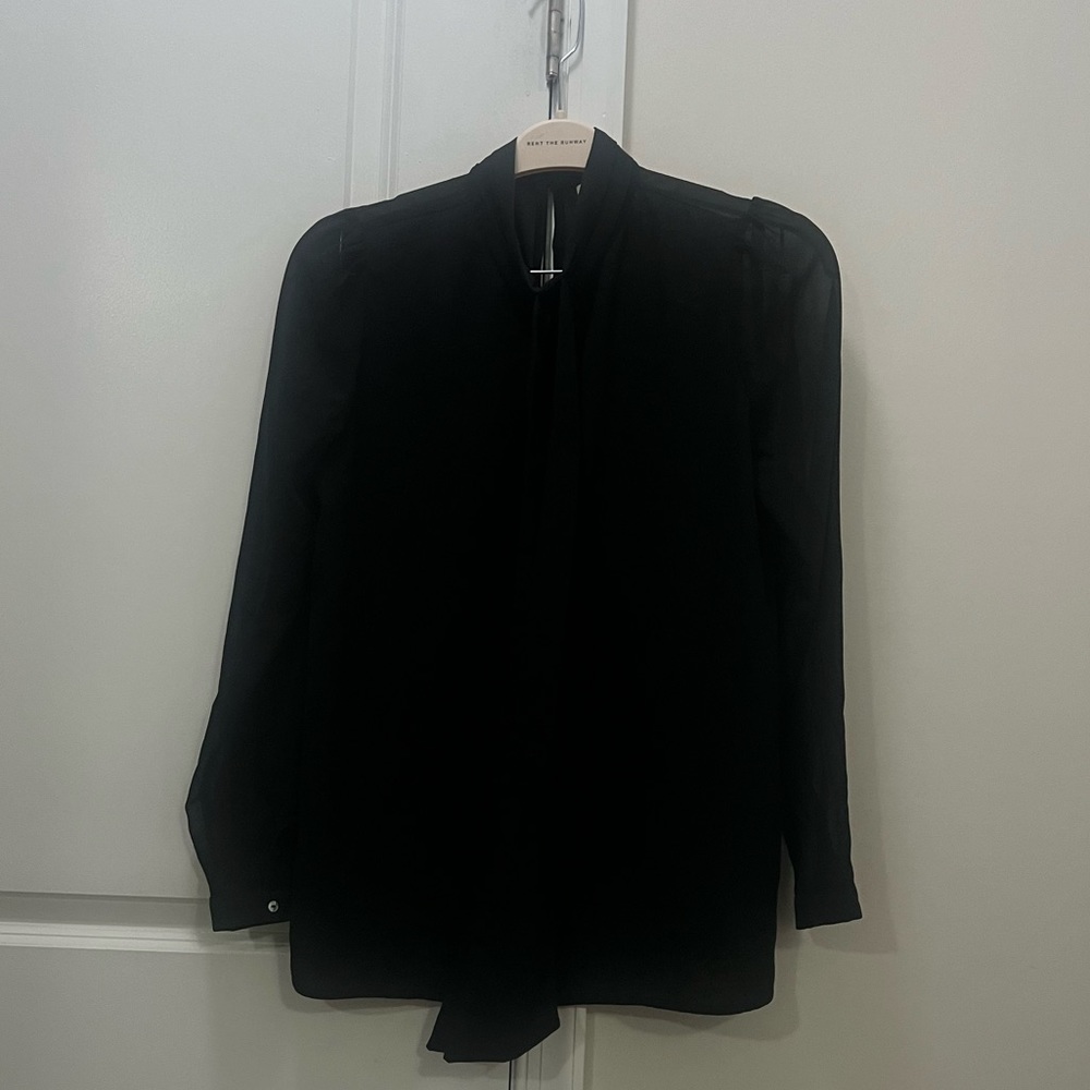 Umgee Black Sheer Tie Blouse Size Medium